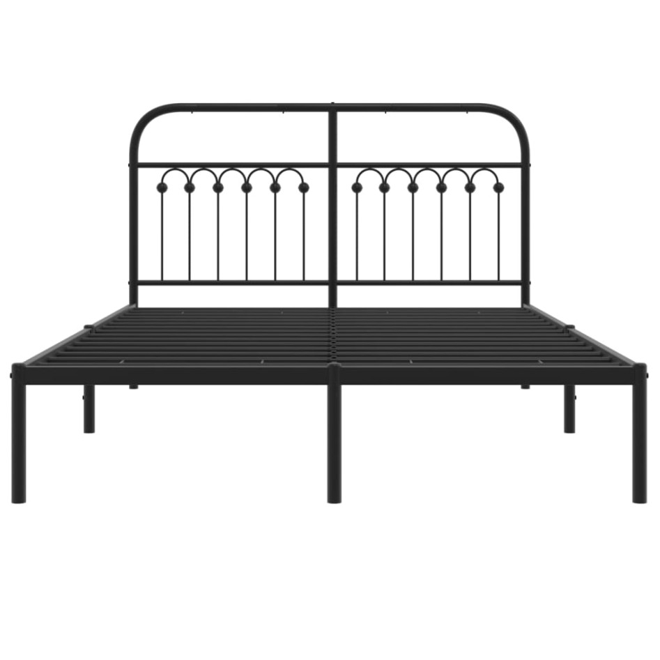 Estructura cama sin colchón con cabecero metal negro 135x190
