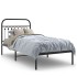 Estructura cama sin colchón con cabecero metal negro 90x190