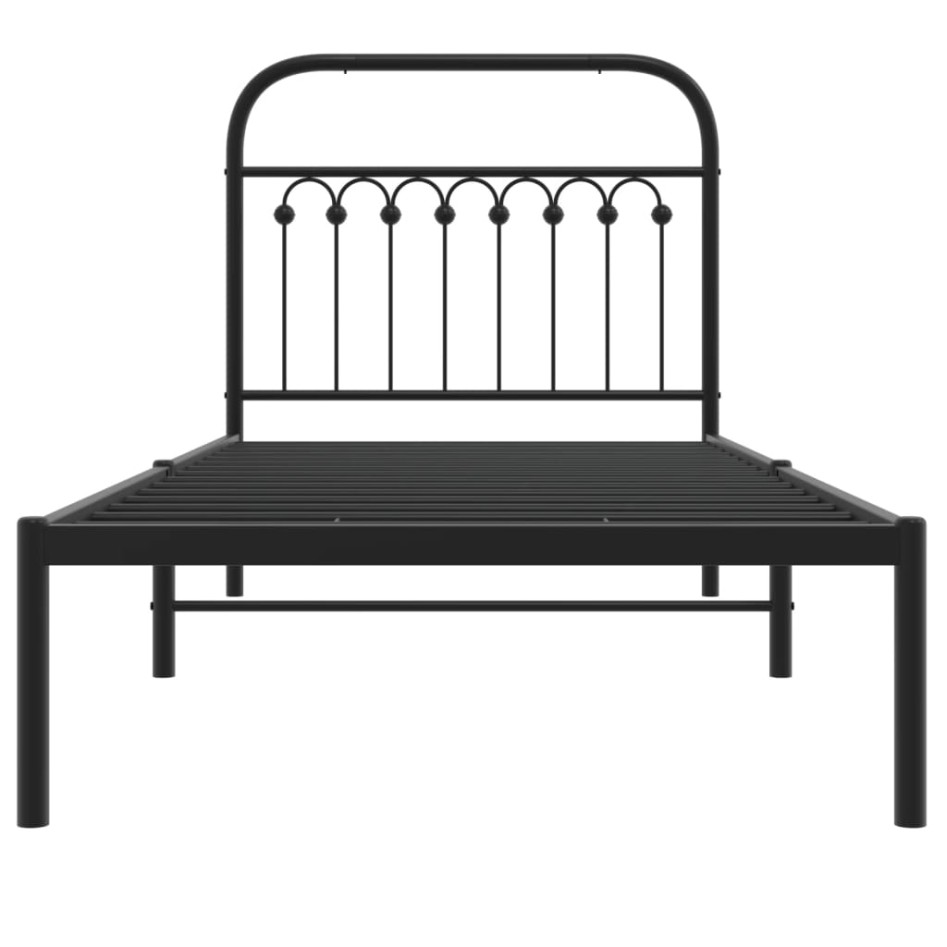 Estructura cama sin colchón con cabecero metal negro 90x190