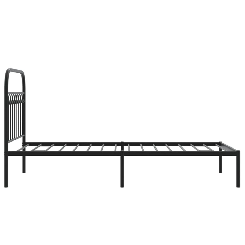 Estructura cama sin colchón con cabecero metal negro 90x190