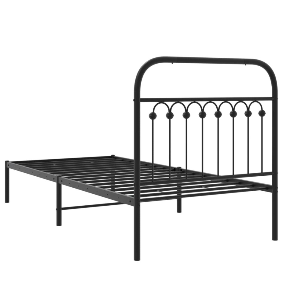 Estructura cama sin colchón con cabecero metal negro 90x190