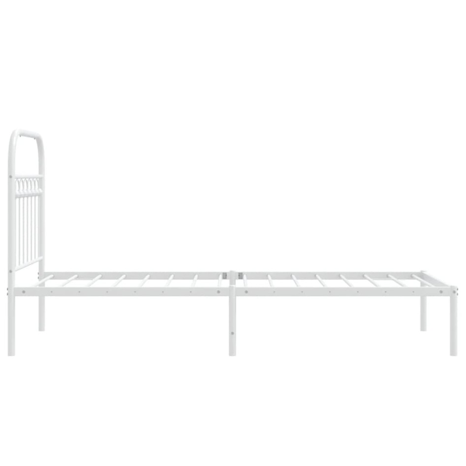 Estructura cama sin colchón con cabecero metal blanco 80x200