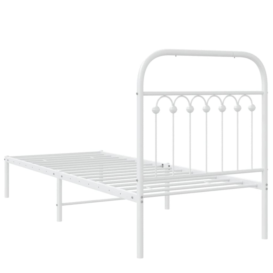 Estructura cama sin colchón con cabecero metal blanco 80x200