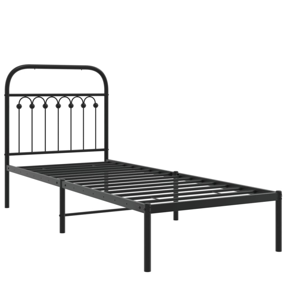 Estructura cama sin colchón con cabecero metal negro 75x190