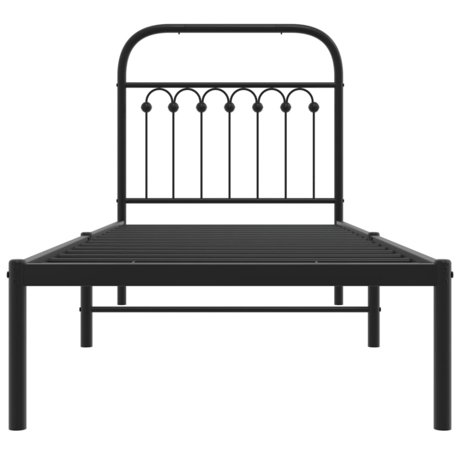 Estructura cama sin colchón con cabecero metal negro 75x190