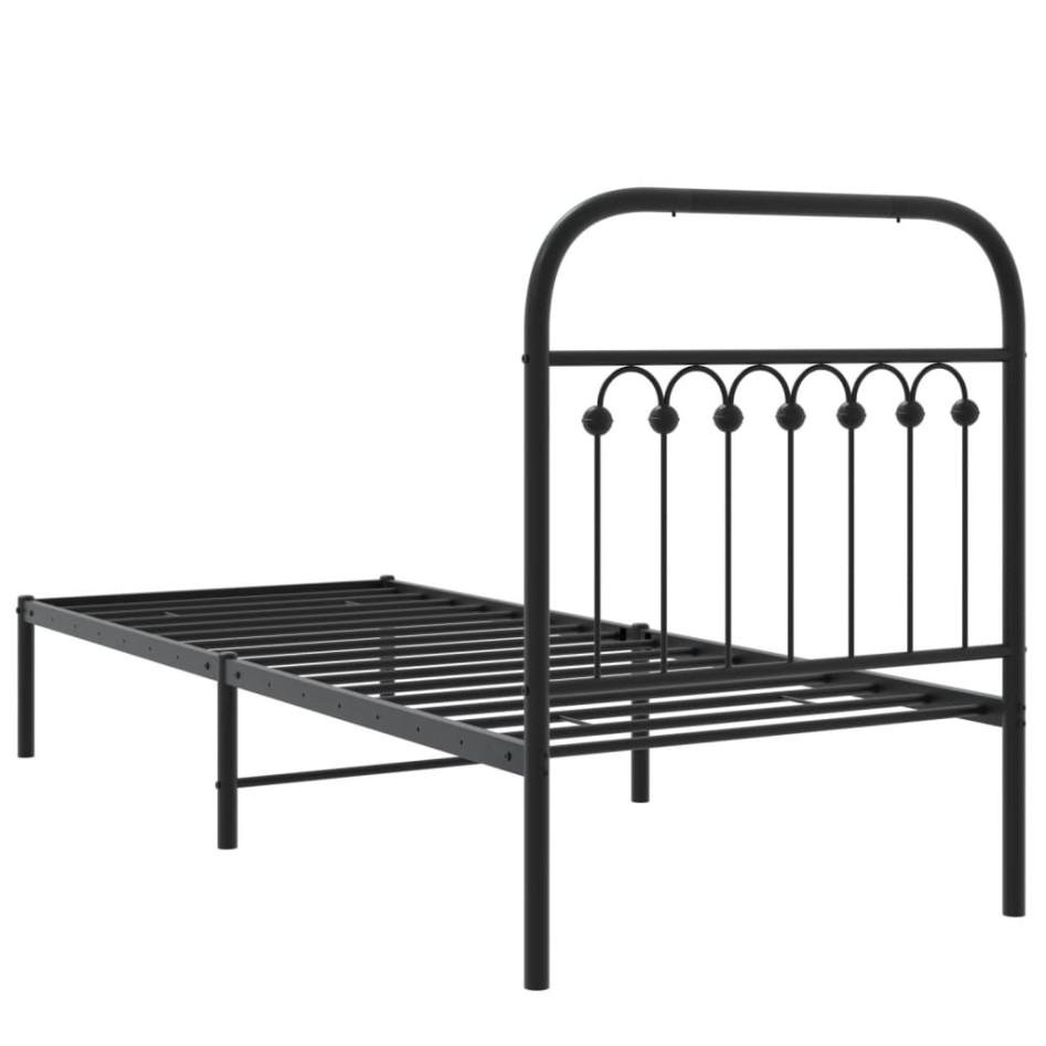 Estructura cama sin colchón con cabecero metal negro 75x190