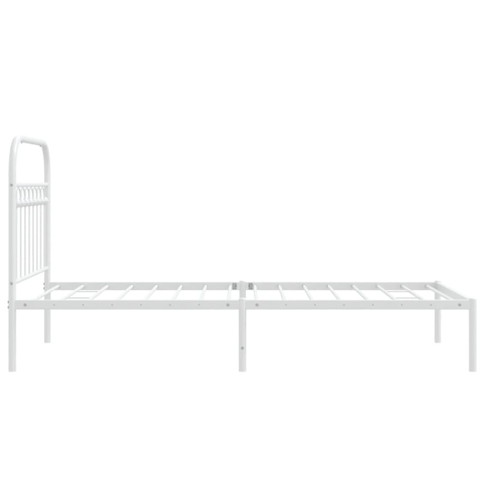 Estructura cama sin colchón con cabecero metal blanco 90x200
