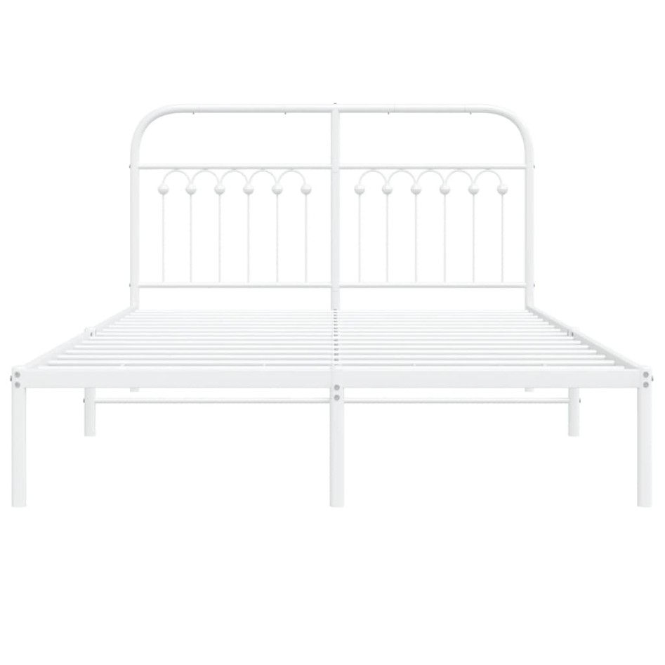 Estructura cama sin colchón con cabecero metal blanco