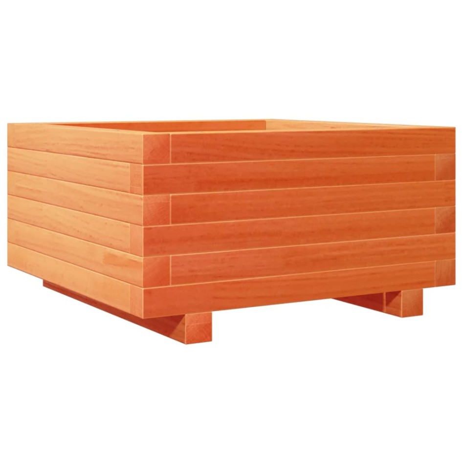 Jardinera madera maciza de pino marrón cera 50x50x26,5