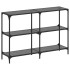Mesa consola con superficie de vidrio negro acero