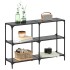 Mesa consola con superficie de vidrio negro acero