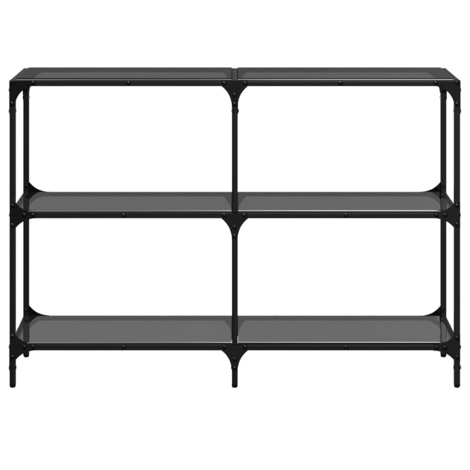 Mesa consola con superficie de vidrio negro acero