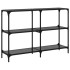 Mesa consola con superficie de vidrio negro acero