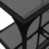 Mesa consola con superficie de vidrio negro acero