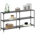 Mesa consola con superficie de vidrio negro acero