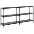 Mesa consola con superficie de vidrio negro acero