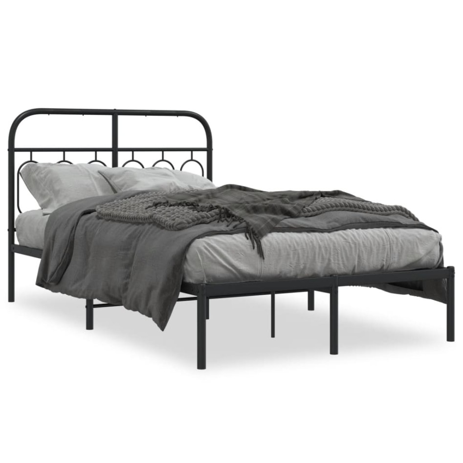 Estructura cama sin colchón con cabecero metal negro 120x190