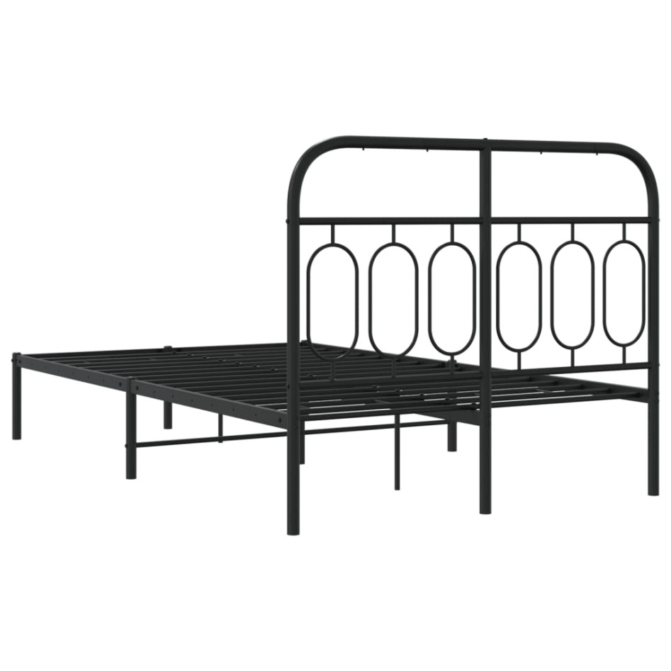 Estructura cama sin colchón con cabecero metal negro 120x190