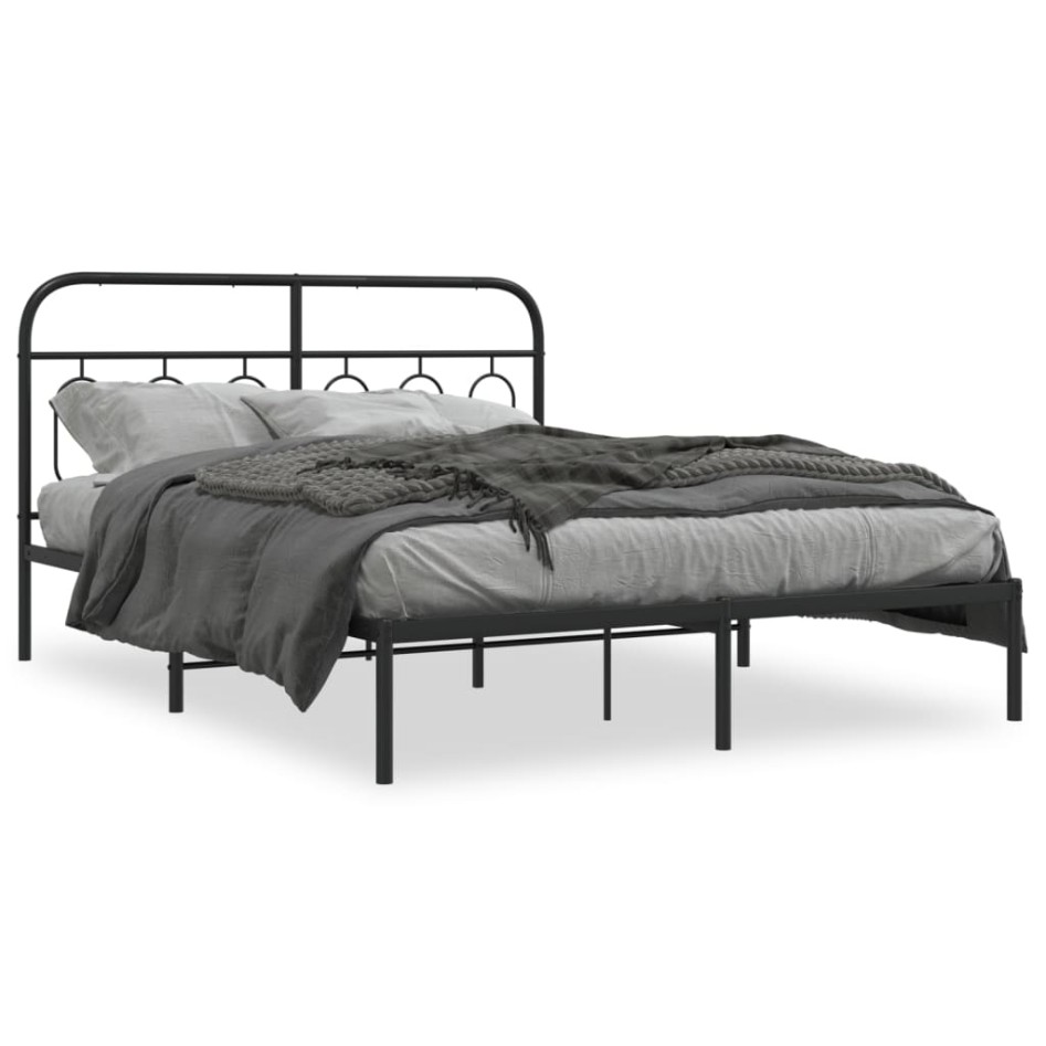 Estructura cama sin colchón con cabecero metal negro 135x190