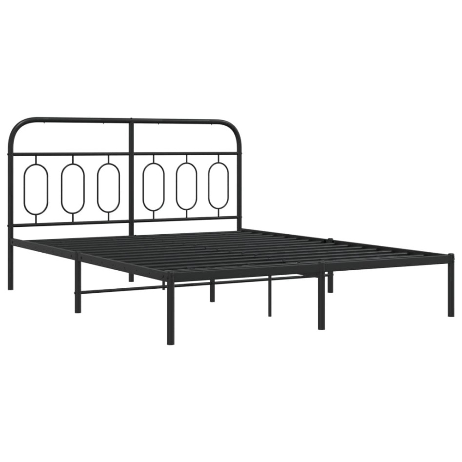 Estructura cama sin colchón con cabecero metal negro 135x190