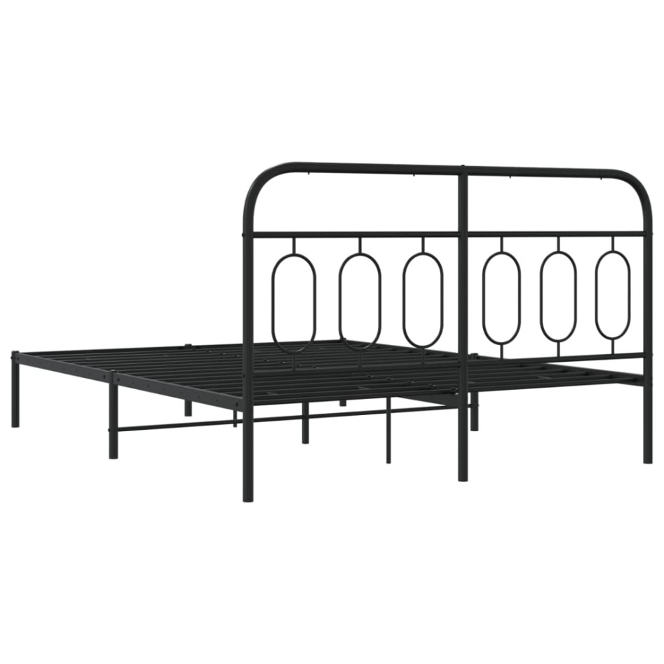 Estructura cama sin colchón con cabecero metal negro 135x190