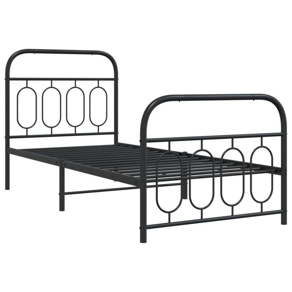 Estructura cama sin colchón con estribo metal negro 90x200