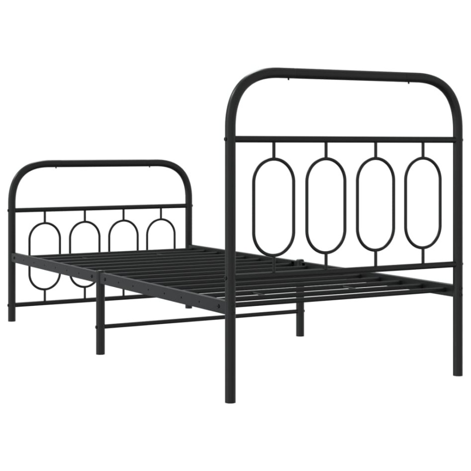 Estructura cama sin colchón con estribo metal negro 90x200
