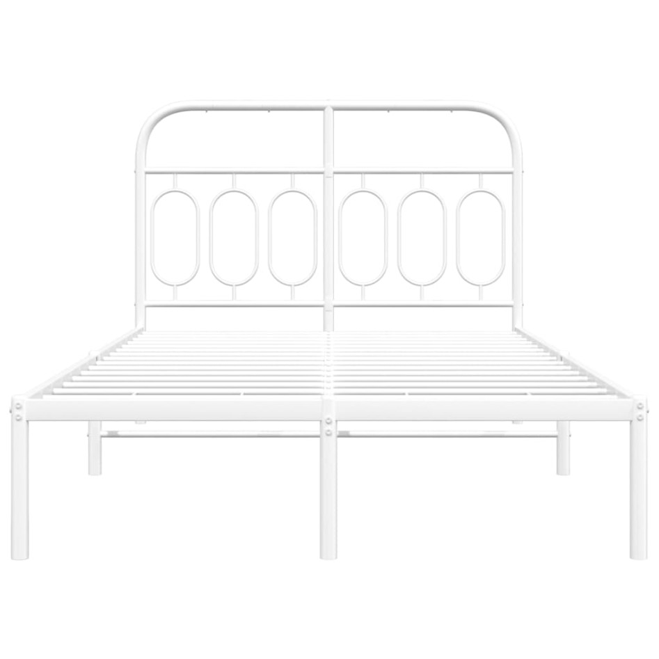 Estructura cama sin colchón con cabecero metal blanco