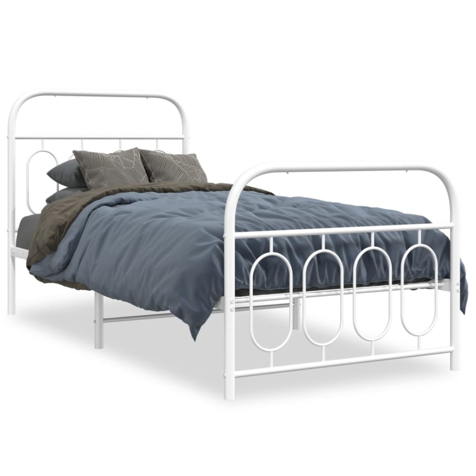 Estructura cama sin colchón con estribo metal blanco 80x200