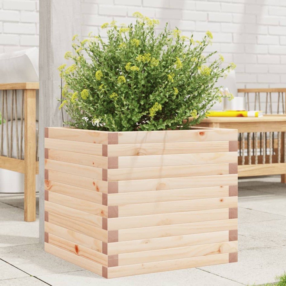 Jardinera de madera maciza de pino 50x50x45,5