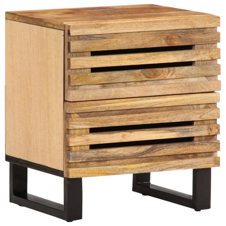 Mesita de noche de madera maciza de mango rugosa 40x34x46