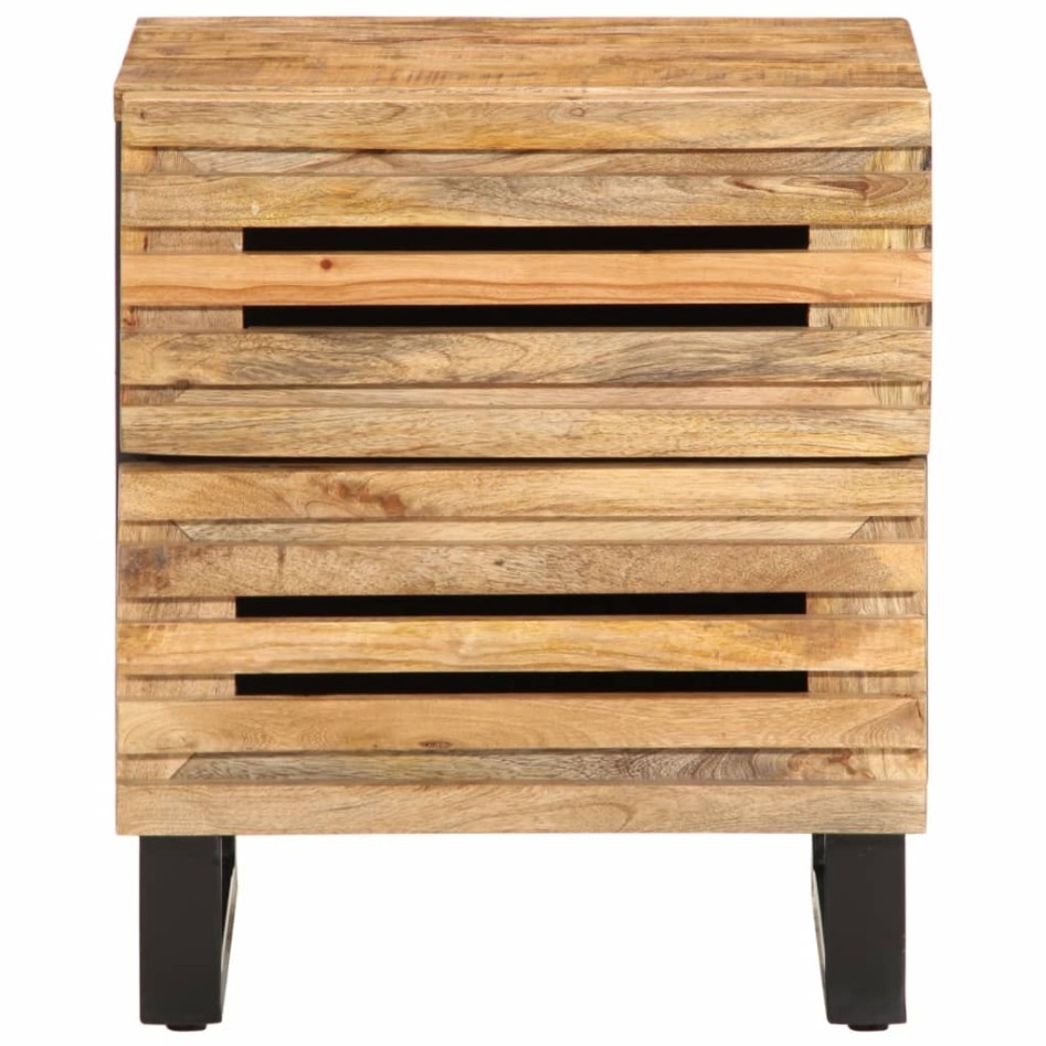 Mesita de noche de madera maciza de mango rugosa 40x34x46