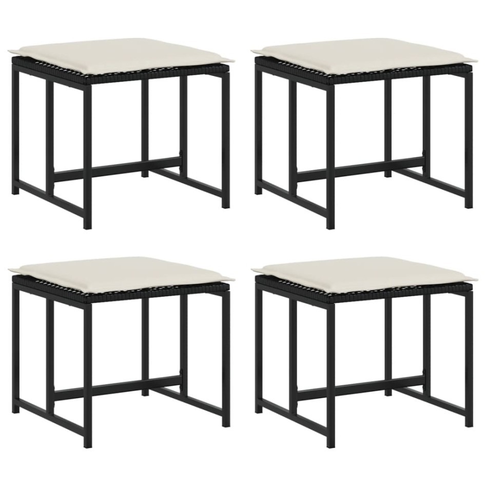 Taburetes de jardín con cojines 4 uds ratán sintético