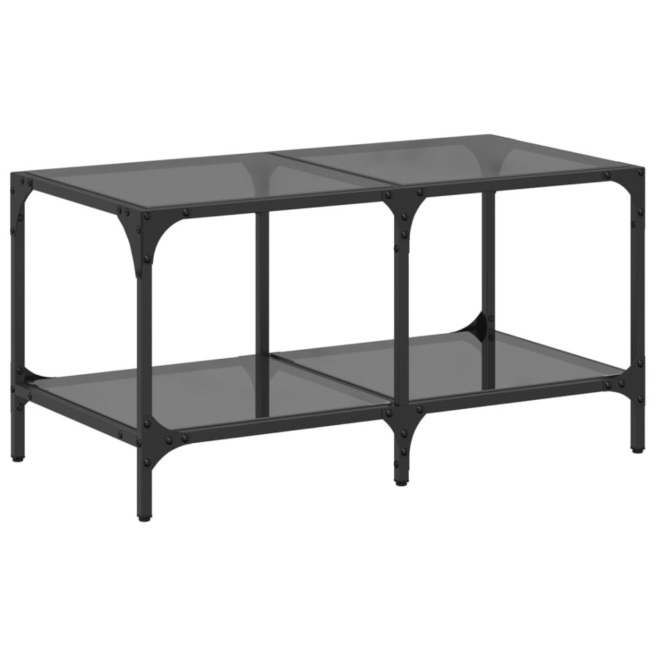 Mesa de centro superficie de vidrio acero negra 78,5x40x40