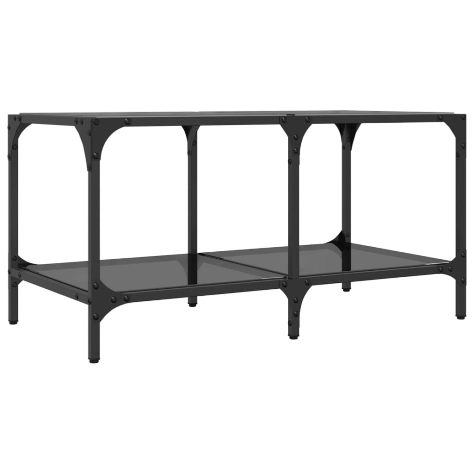 Mesa de centro superficie de vidrio acero negra 78,5x40x40