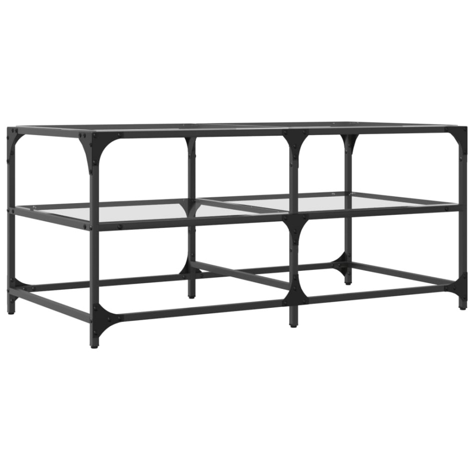 Mesa de centro superficie de vidrio acero 98,5x50x45