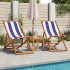 Silla playa plegable madera maciza eucalipto y tela azul