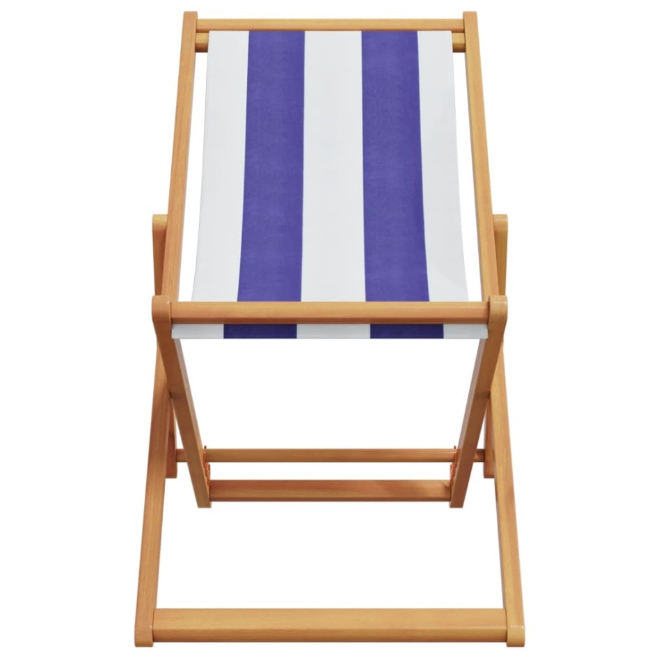 Silla playa plegable madera maciza eucalipto y tela azul