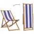 Silla playa plegable madera maciza eucalipto y tela azul