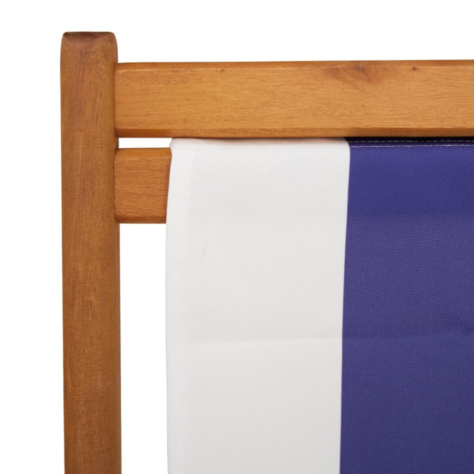 Silla playa plegable madera maciza eucalipto y tela azul