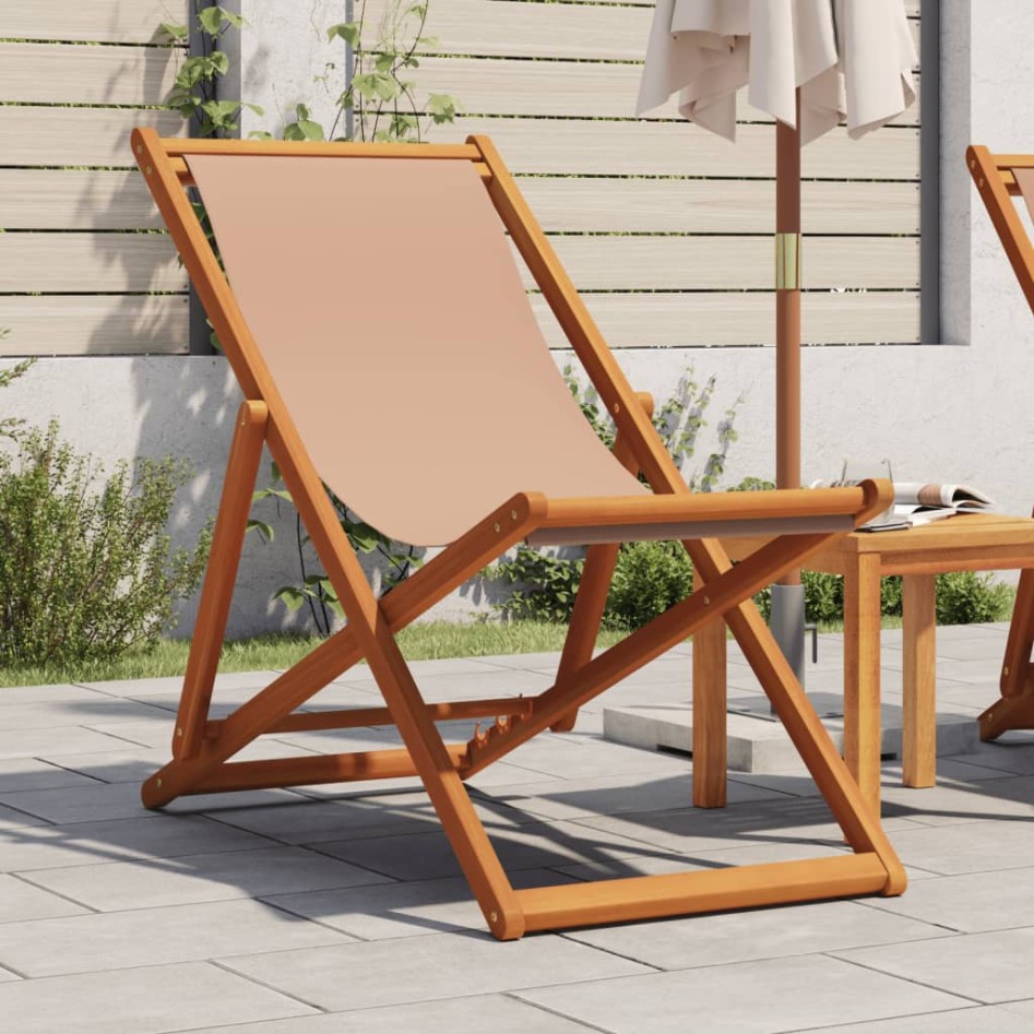 Silla de playa plegable madera maciza de eucalipto y tela