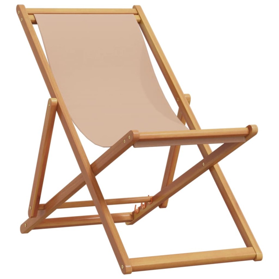 Silla de playa plegable madera maciza de eucalipto y tela