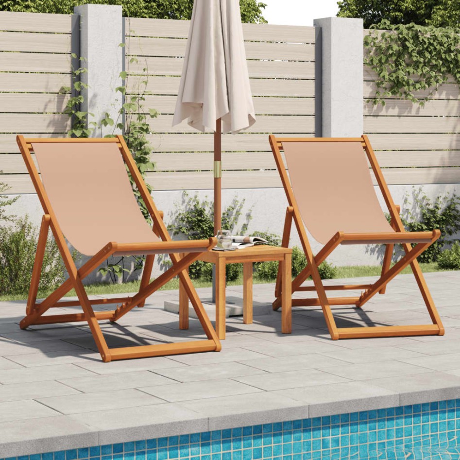 Silla de playa plegable madera maciza de eucalipto y tela