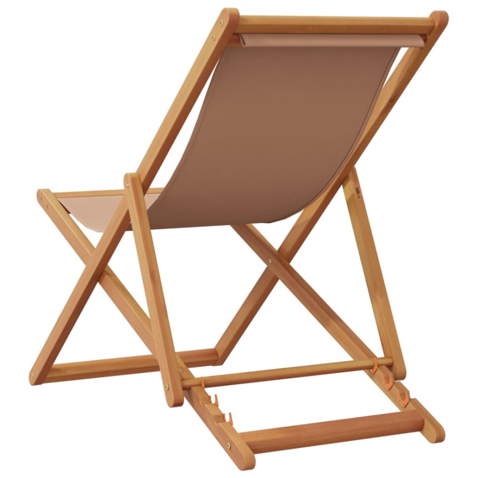 Silla de playa plegable madera maciza de eucalipto y tela