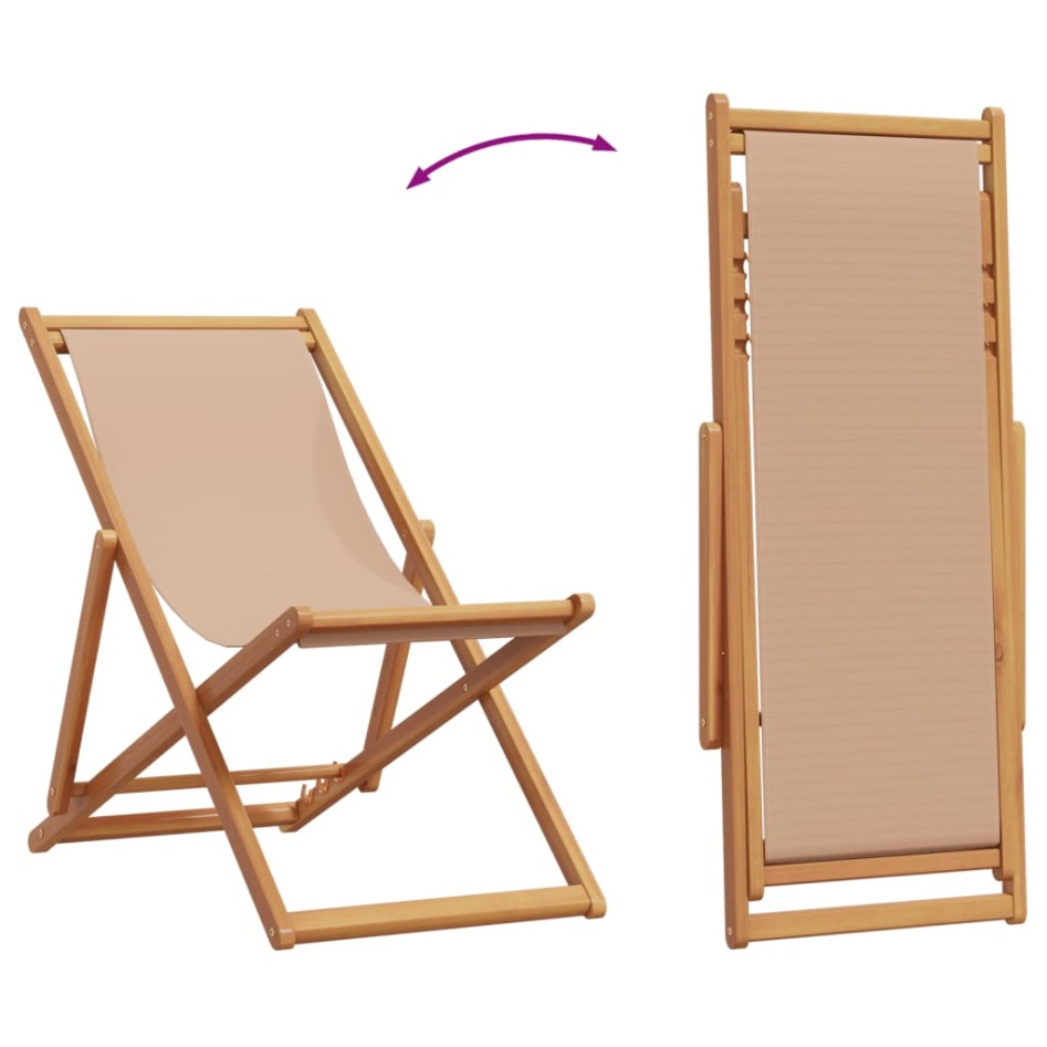 Silla de playa plegable madera maciza de eucalipto y tela