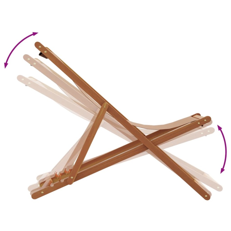 Silla de playa plegable madera maciza de eucalipto y tela