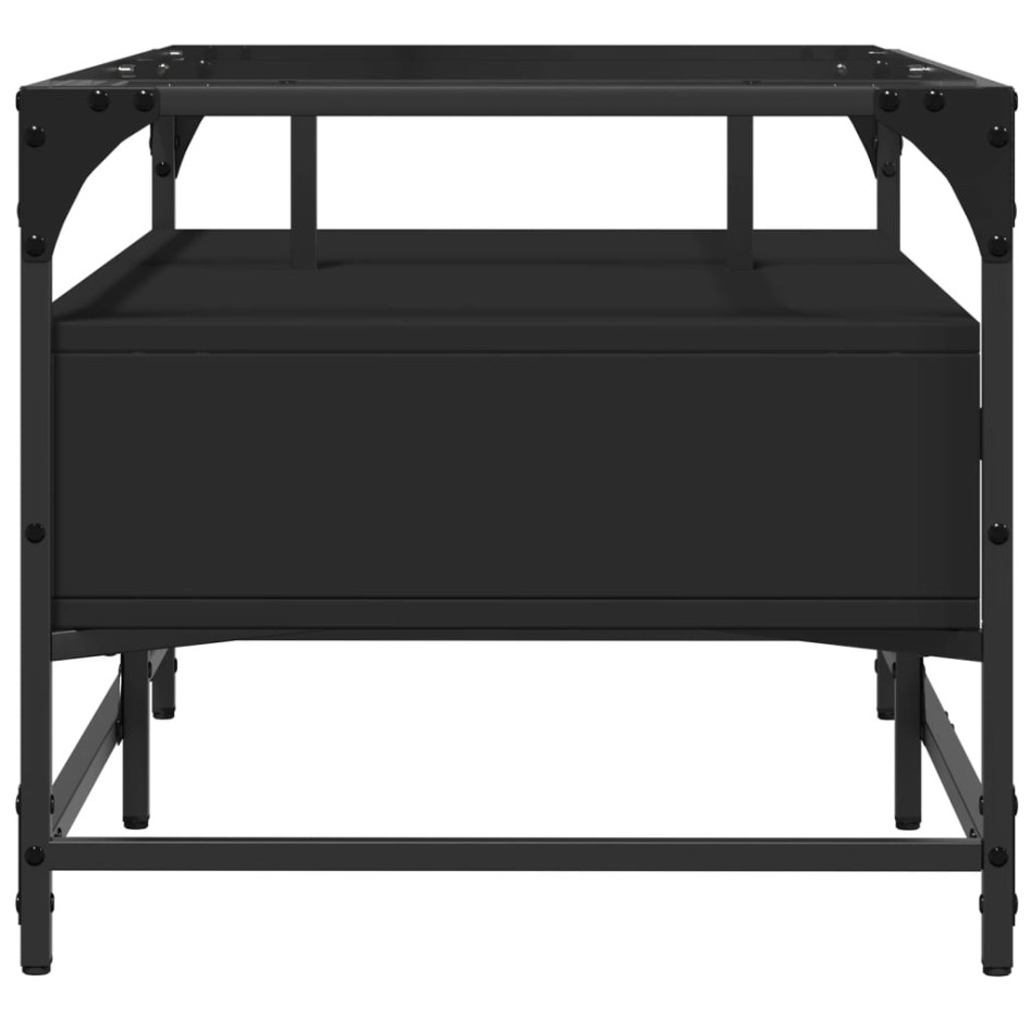 Mesa de centro superficie de vidrio acero negro 98,5x50x45
