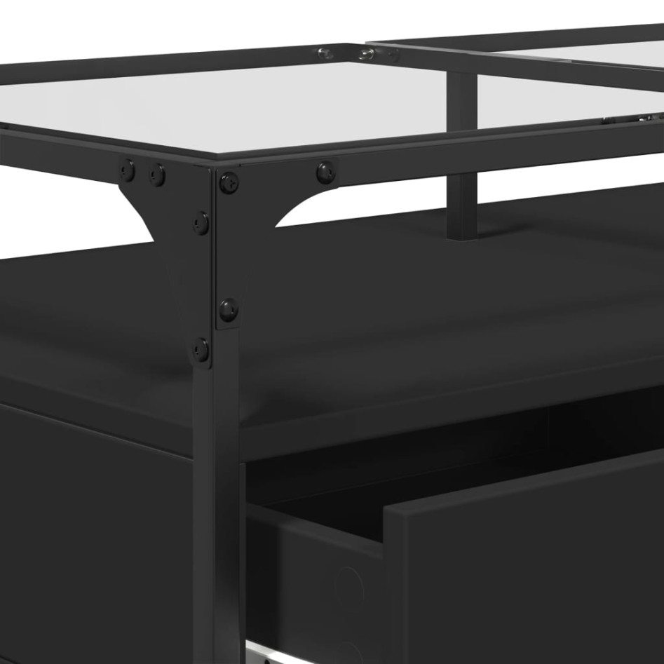 Mesa de centro superficie de vidrio acero negro 98,5x50x45