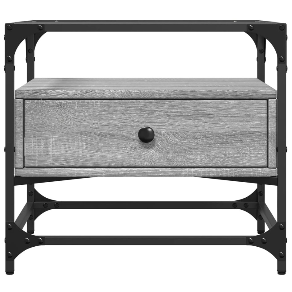 Mesa de centro tapa de vidrio acero gris Sonoma 50x50x45