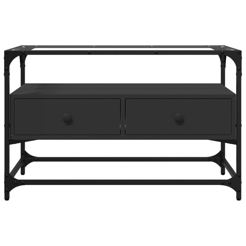 Mueble TV cristal y madera ingeniería negro 80x35x51